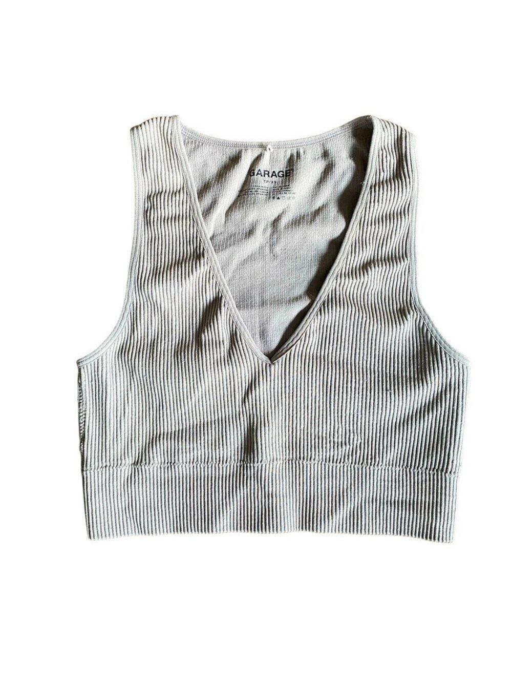 Garage Taupe Plunge V-Neck Cropped Tank Top Size XS